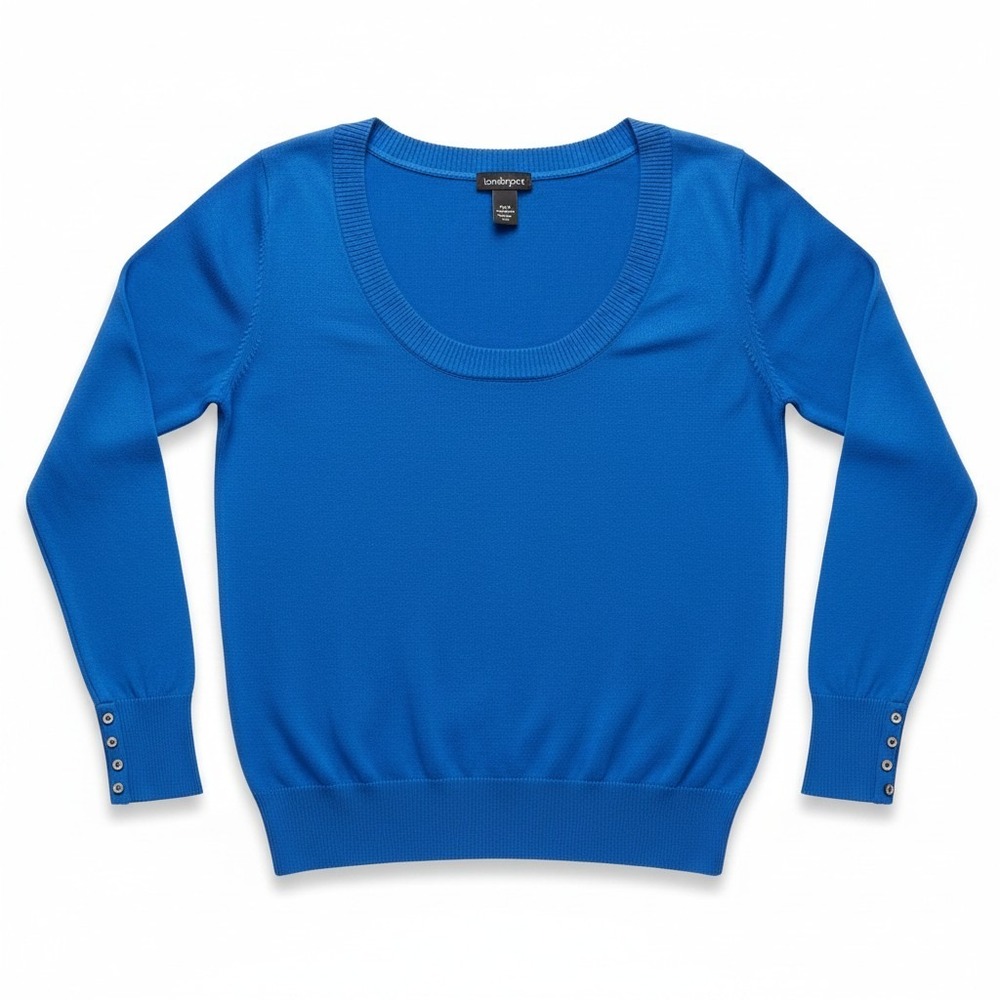 Lane Bryant V-Neck Sweater 18/20 Blue Cotton Knit Long Sleeve Plus Size